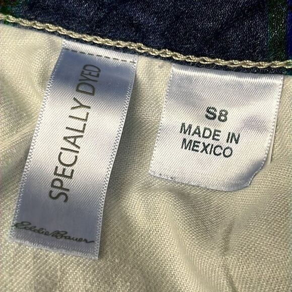 Eddie Bauer Dark Wash Curvy Bootcut 5-Pocket Tan Contrast Stitching Jeans-Size 8 - Picture 13 of 16